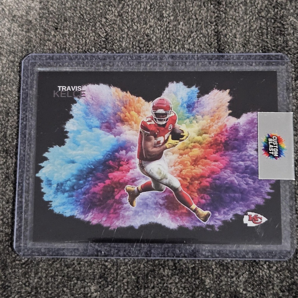 Travis Kelce CUSTOM Color Blast Football Card Kansas City Chiefs